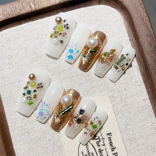 琉璃夢痕 純手工美甲穿戴甲 指甲貼片, 1個, BNP225-L碼(實品拍攝)