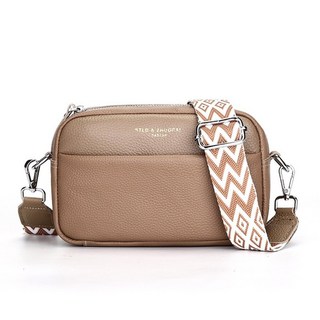 台灣大批發 精選韓系質感真皮包包系列 斜背包 單肩包 斜跨包 托特包 側背包 月牙包 手機包 馬鞍包包 皮夾 送禮, A款/寬肩斜背/淺棕色-肩帶升級