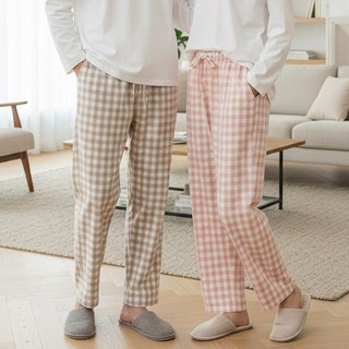 여성 잠옷 커플 파자마 세트 남성 공용 홈웨어 허니체크