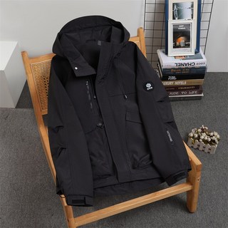 多口袋工裝夾克男 戶外騎行情侶沖鋒衣連帽外套