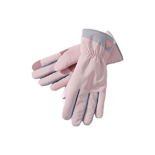 HOME GYM CLUB 加絨保暖滑雪手套 防風防水觸屏手套, 甜心粉(愛心), 1套