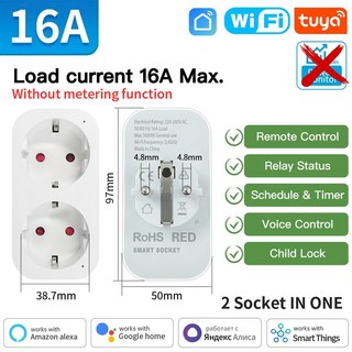 TNCE 스마트 플러그 ALEXA와 음성 모니터 WIFI EU 전원 20A 제어 소켓 기능은 함께 ZIGB 16A 작동, without metering, 1개