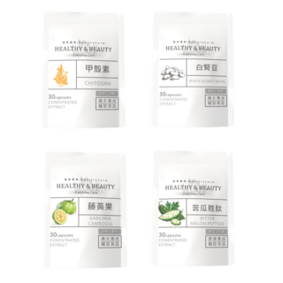 香草農場 聚餐好夥伴4件組 甲殼素 白腎豆 藤黃果HCA 苦瓜胜肽 (健康維持、促進代謝、調整體質), 1套, 30顆