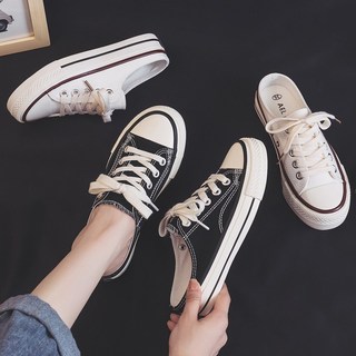 懶人帆布鞋 女鞋 平底穆勒鞋