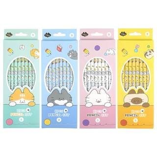 핑크풋 2000 냥냥 연필 B 4종 x 8개 세트, 혼합색상, 32개