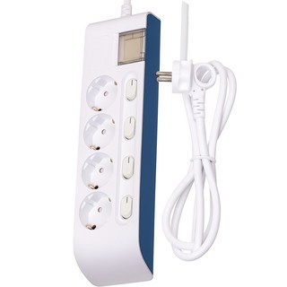 국산 현대 화재 방지 예방 안전 과부하차단 스위치 멀티탭 개별 스위치 4구 멀티 콘센트, 화이트, 1개, 3m