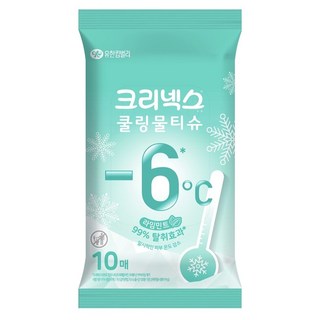 크리넥스 쿨링물티슈 라임민트 휴대형, 43g, 10매, 1개