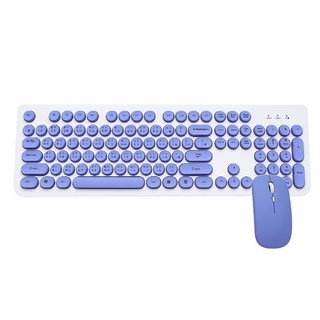 復古馬卡龍無線鍵盤，無線設計，輕巧舒適，時尚配色, 白紫, 1個