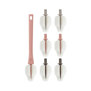 마더케이 국산 리필형 롱핸들 젖꼭지솔 세트 + 젖꼭지솔 리필 3P, 인디핑크(핸들), 1세트