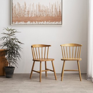 리바트 뉴윈저 로우백 원목 식탁의자 1+1, 라이트내추럴1+1, 1개