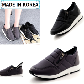 신알지[국산 방한화]여성용 3cm 가벼운 신기좋은지퍼 착용감좋은 발편한 겨울 기모털 운동화 안감기모 슬립온 단화 운동 런닝 조깅 외출 일상 평상 언제나 !!미끄럼방지 단창