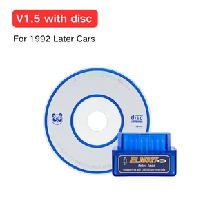 블루투스5.1 미니 ELM327 V2.1/V1.5 자동차 OBD2 스캐너 디스크 포함 진단 도구 코드 리더 안드로이드/IOS/, 02 ELM327 V1.5