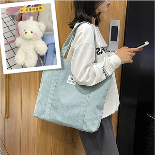 사랑받는U 여자 언제어디서나 베이직 골지 코듀로이 캔버스 에코백