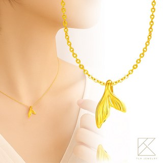 TLH JEWELRY 美人魚尾項鍊 精緻黃金吊墜 抗敏材質 可調節長度 時尚百搭