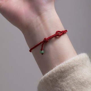 新年手工編織細款平安八股紅繩手鏈，簡約本命年轉運編織繩情侶款, 平安紅,24cm, 1個