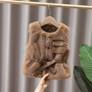 IEDUOS여아 주니어 밍크 조끼 가을 패션 상의 초등학생 도톰한 조끼 패딩 벨트 스타일 베스트