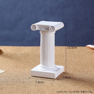 歐式復古天使擺件 美式樹脂石膏雕像 白色小天使女孩桌面裝飾品道具, D款15cm羅馬柱-鋁箔包