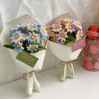 자체제작 동영상 제공 그라데이션 데이지 모루 꽃다발 DIY 만들기 패키지, 꽃다발형, 블루핑크, 1개