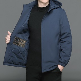 可脫卸帽情侶秋冬季戶外休閒夾克，簡約時尚運動青年加棉加厚外套