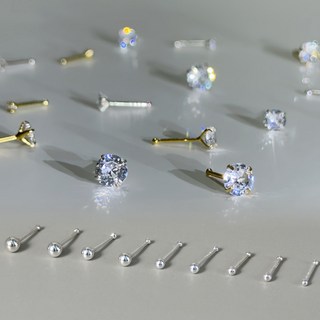 SUMMER 銀飾 S999足銀耳環 精選5A鋯石 防過敏 圓珠/圓鑽 純銀養耳棒 呵護耳洞
