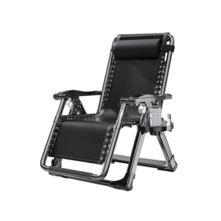 全新升級無段式高承重透氣摺疊休閒躺椅 加粗鋼管 贈3合1大禮包, 銀灰, 1個