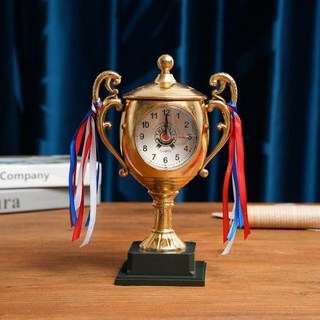 創意獎盃 時鐘 桌面擺件 學生獎盃 校園獎盃 兒童學生時鐘擺件, 金色