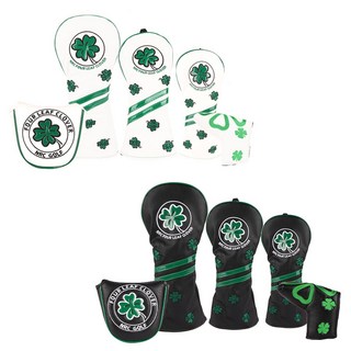 클로버 드라이버 우드 유틸리티 퍼터 커버 골프 골프채커버, 우드 화이트, 1개