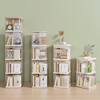 회전책장 360도 회전형 조립식 틈새 수납 4단 책꽂이 진열장 엘코코, 원형, 5단_회전식