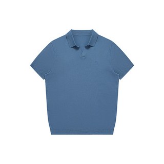 소루 오픈 카라 반팔 니트_아쿠아마린