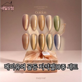 [ Mayour ] 메이유어 골든 자석젤 10종 세트 마그넷젤 고운 입자 맑은 색상 자석젤 우아한 네일 골드라인자석젤 특수젤 가을자석젤 셀프네일 네일아트재료 젤 폴리쉬, 1개