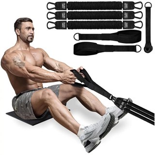 家用健身器材阻力帶套裝：手柄門錨搭配，多功能三頭肌繩索，全身鍛鍊居家必備, 黑色划船阻力繩, 1個