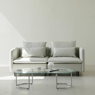 동서가구 모디퍼 가죽 모듈소파 3인 DF926587, 화이트그레이