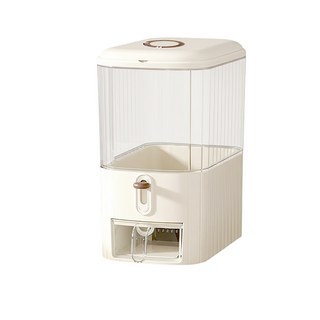 生活采家 密封防潮按壓米箱 6kg斜坡漏斗設計 廚房收納直立式米桶 小家庭家用儲米盒, 透明白, 1個