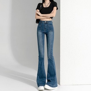 美拉德微喇牛仔褲，2025新款修身百搭彈力喇叭褲，顯高女裝