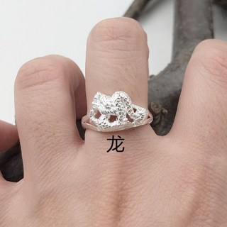 謝家銀匠999純銀十二生肖老鼠公雞戒指，男女款足銀牛猴戒指，手工銀飾品