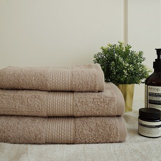 佳美寢飾 拾光-精紡紗浴巾-葡萄牙織造進口-100%純棉-三色 70x140CM, 奶茶杏, 1個