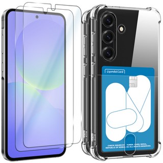 벌크온 갤럭시 A36 강화유리 액정보호 필름 + 카드 수납 범퍼 케이스, 2세트