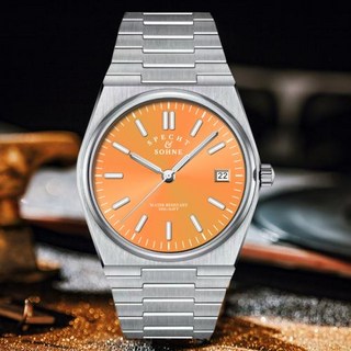 2024 남성용 스테인리스 스틸 쿼츠 시계 50m 방수 블루 컬러 야광 37mm 럭셔리 시계 신제품, 6) Salmon 색상41MM