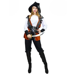 WULA 烏拉 棕色流蘇女海盜服裝 加勒比海盜風格
