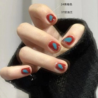 秋冬溫變指甲油 免烤 持久不掉色 防水速乾 學生美甲 (臺灣出貨), 24南柚色+37奶油藍【免烤型】, 1個