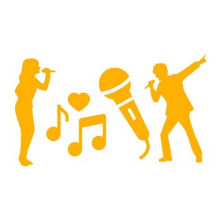 오피스왕국 노래 마이크 음악 음표 그래픽 스티커 music13, 옐로우