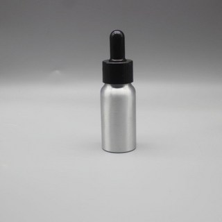 螺紋口黑色奶嘴滴管瓶 (30-100ml) 分裝精油純露原液小空瓶 金屬鋁罐, 1個, 銀色30ML鋁瓶配黑