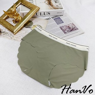 HanVo 無痕冰絲運動風中高腰內褲 涼感純棉底襠 女內褲 A11-5756, 茶園綠