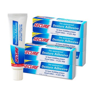 Secure 방수 의치 접착제 초강력 고정 40g 5개