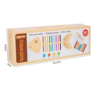 兒童桌遊E1C 木製魚骨顏色配對遊戲 蒙特梭利手眼協調 蒙氏感統訓練 早教益智玩具, 1個, 彩盒