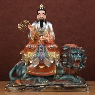 拾光優選好物 太乙救苦天尊神像 坐騎九頭獅子 太乙真人像 體真身 家用供奉 樹脂擺件 居家擺飾, 古彩26英寸（太乙救苦天尊）