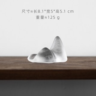 貝貝 琉璃遠山筆架 水晶玻璃假山擺件 磨砂大山茶壺蓋置 透明小山茶夾茶撥擱置 家居裝飾文房四寶 茶道配件, 玻璃擱置筆架-磨砂大山