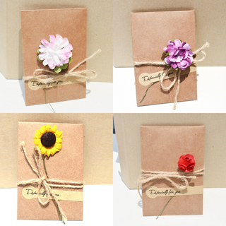 루비크 감성 미니 플라워 카드 고급 편지지 봉투 세트 4개입, 1팩, 플라워4종