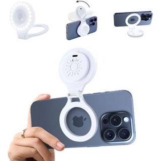 아이폰 호환 사진용 셀카 링 LED 조명 마그네틱 휴대폰 카메라 노트북 사진 책상 링라이트 삼각대 스탠드 비디오 녹화 스트리밍 브이로그 메이크업틱톡 콘텐츠 크리에이터 필수품 클, White