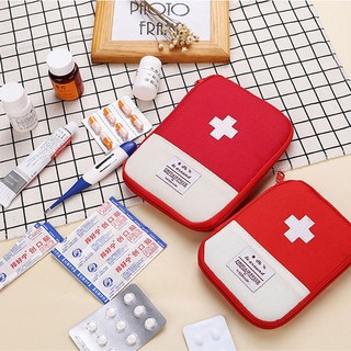 해외여행 필수품 구급 응급 비상약 파우치, 레드
